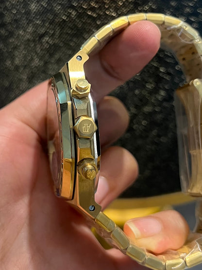 AP Golden Chronograph Rainbow Stone Blue Dial