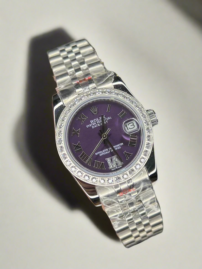 Ladies Silver Datejust Purple Stone Dial (Master Grade)