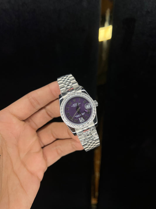 Ladies Silver Datejust Purple Stone Dial (Master Grade)