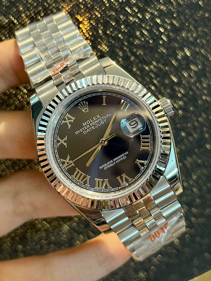 Silver Roman Navy Blue Dial Automatic