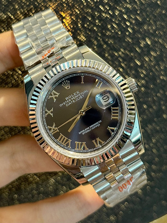 Silver Roman Navy Blue Dial Automatic