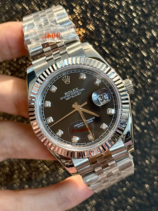 Silver With Black Diamond Dial Automatic