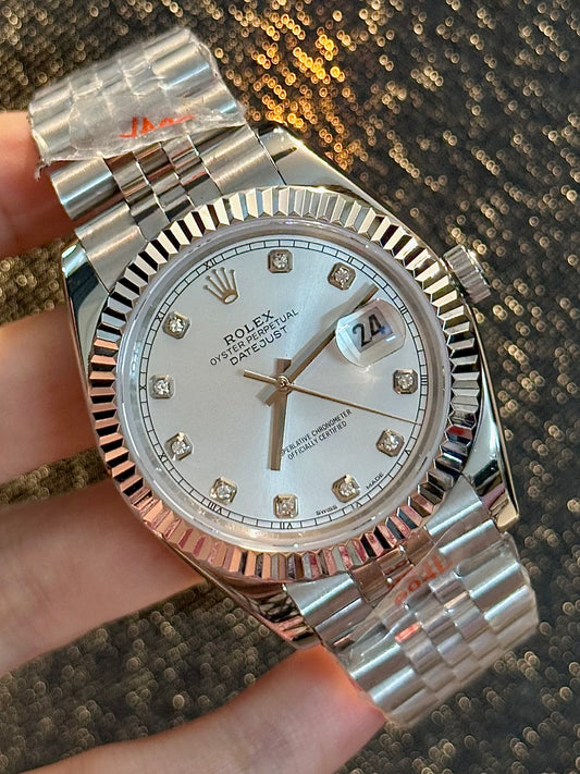 Silver With White Diamond Dial Automatic