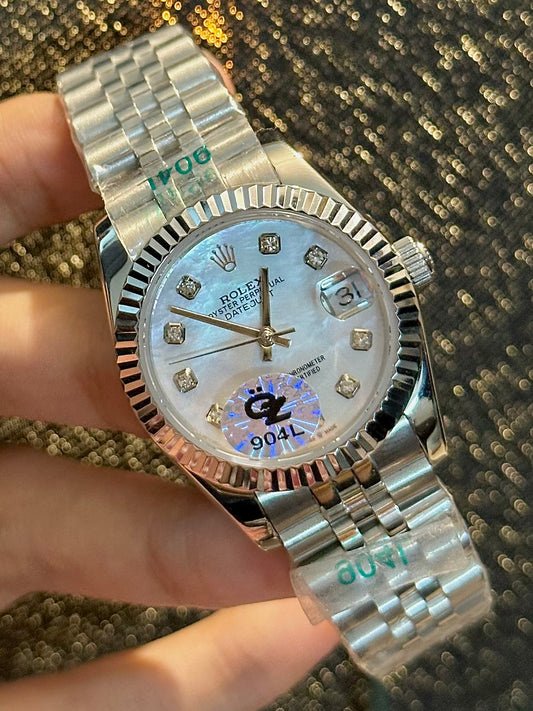 Ladies Silver With Marble Dial Automatic