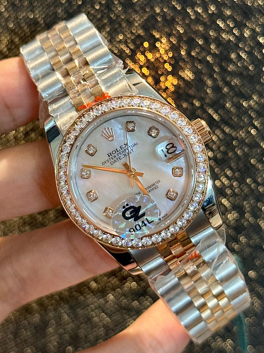 Ladies Two Tone Marble Dial Automatic