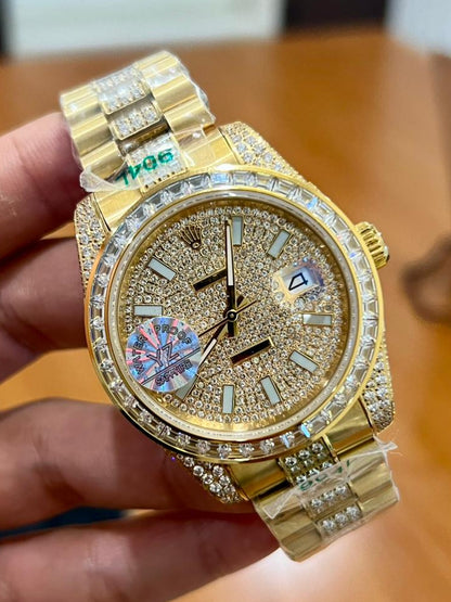 Luxury Golden Datejust Stone Golden Dial Automatic