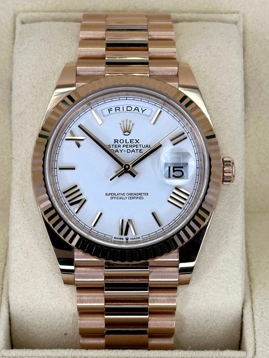 Rose Gold Day & Date White Automatic